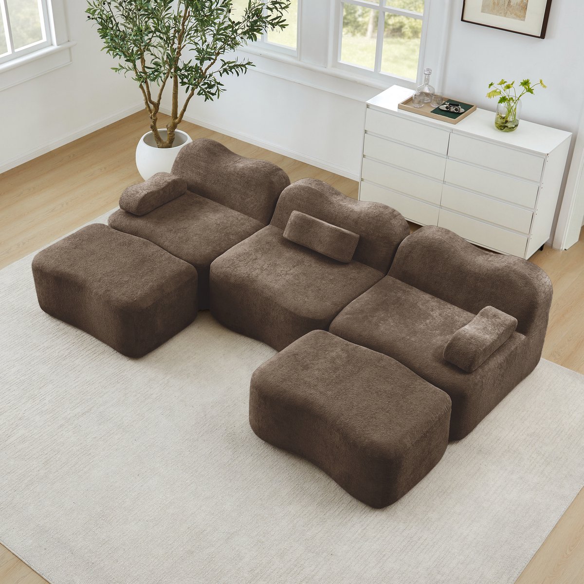 FloraGrace Hoekbank Modulair - Golvend Design & Diepe Zitting - Flexibel Voor Woonkamer -
