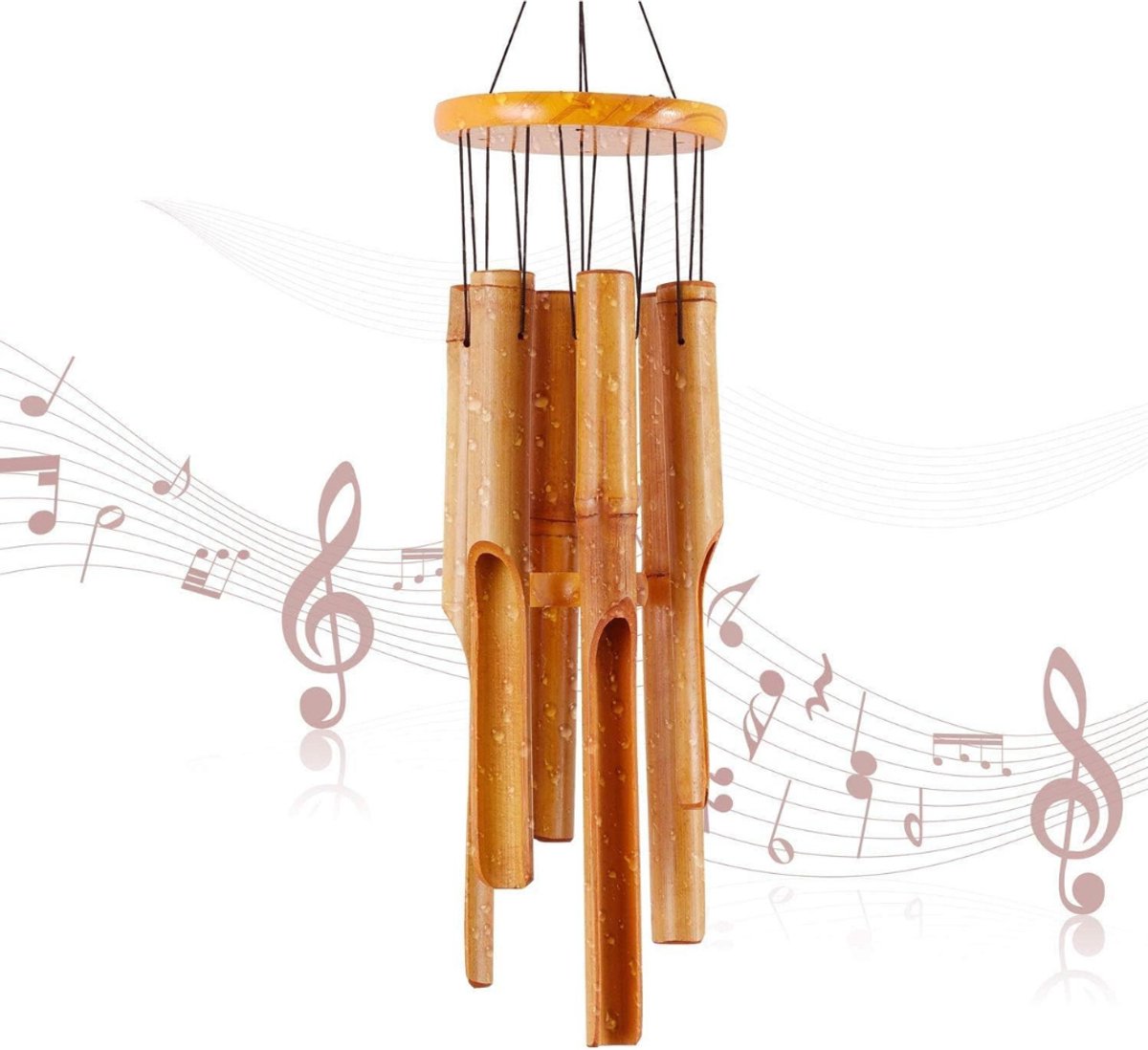 QUOVO® Windgong Bamboe - Windgong Buiten - Windorgel - Bruin - 13cm x 13cm x 81cm