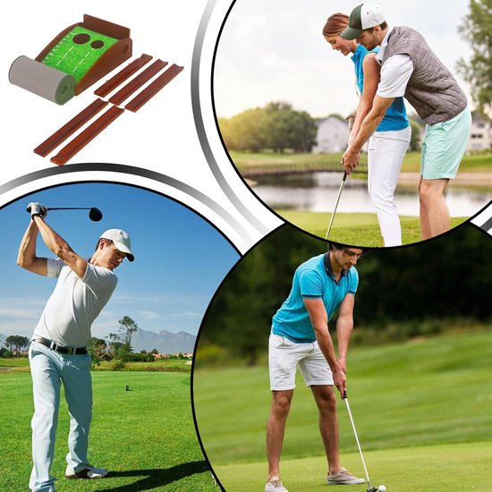 Puttinggreen - Golf Trainingshulp - Golf Vaardigheden Verbeteren - Dubbele Gaten - 300x26.5 cm - Groen — afbeelding 5