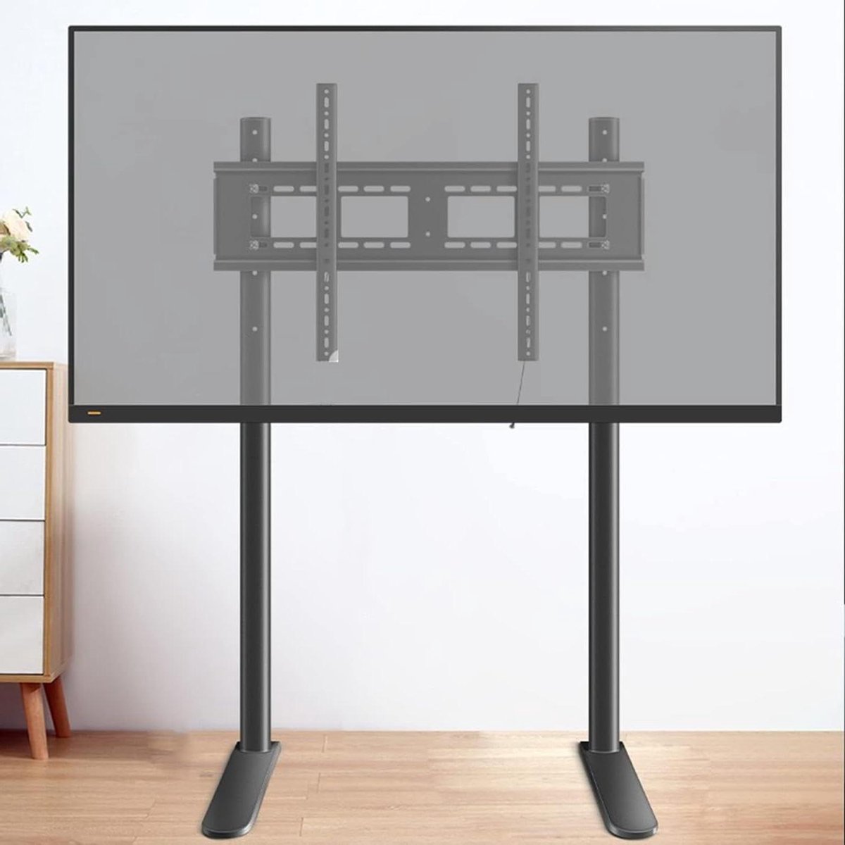 Tv Standaard - Vloerstandaard Monitor - Meubel Plaatsen - Hoogte Verstelbaar - 55-100 Inch - Wit
