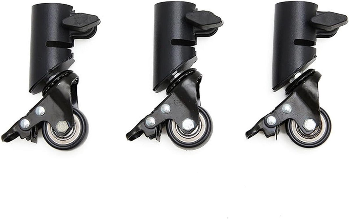 Zwenkwielen Lichtstatief - Wielen Set - Studio Fotografie - Duurzame Metalen Constructie - 3 stuks - Zwart
