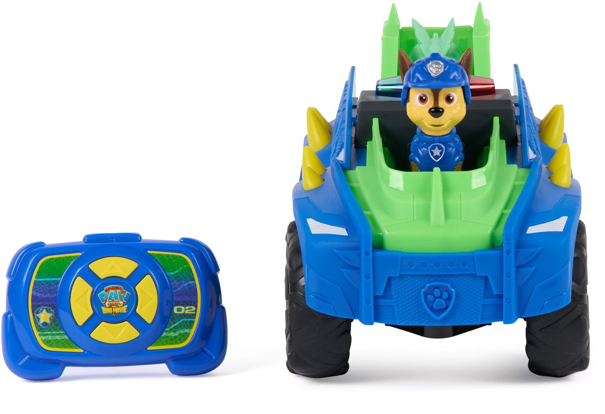 PAW Patrol - De Dino Film - Dino Tow & Dash RC - Eenvoudig op afstand te besturen voertuig met Chase- en Stegosaurus-actiefiguren — cadeau in Spellen & Speelgoed - foto 5