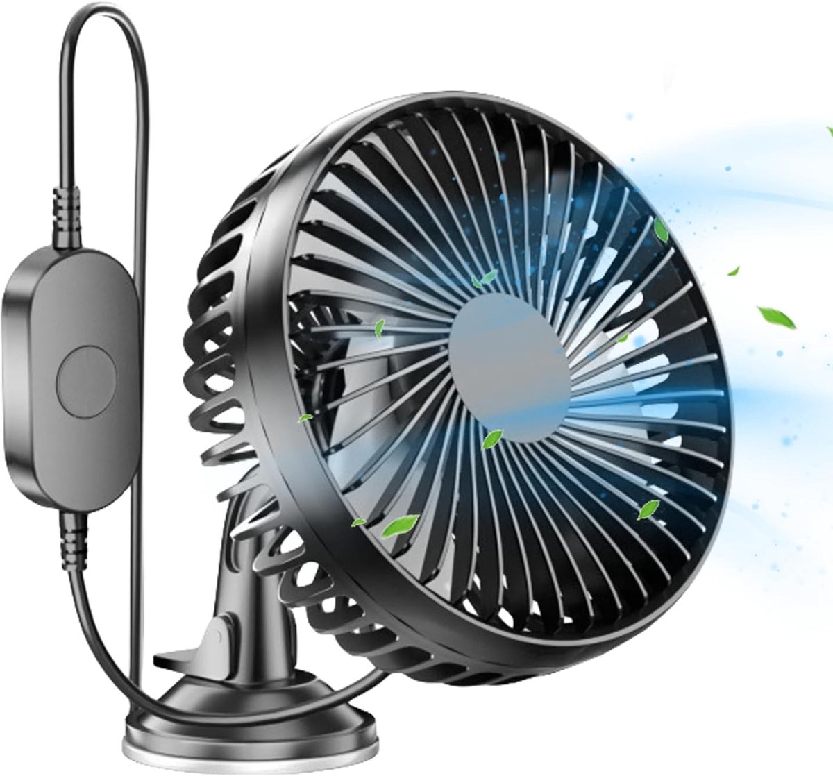 longziming -Autoventilator - Autokoeler - USB Ventilator - 360 Grad Draaibare Luchtstroom - Fluisterstil Bedrijving - Duurzaam ABS Kunststof - Compacte Bouw - Universeel Gebruik In Auto En Kantoor - 1 Stuk