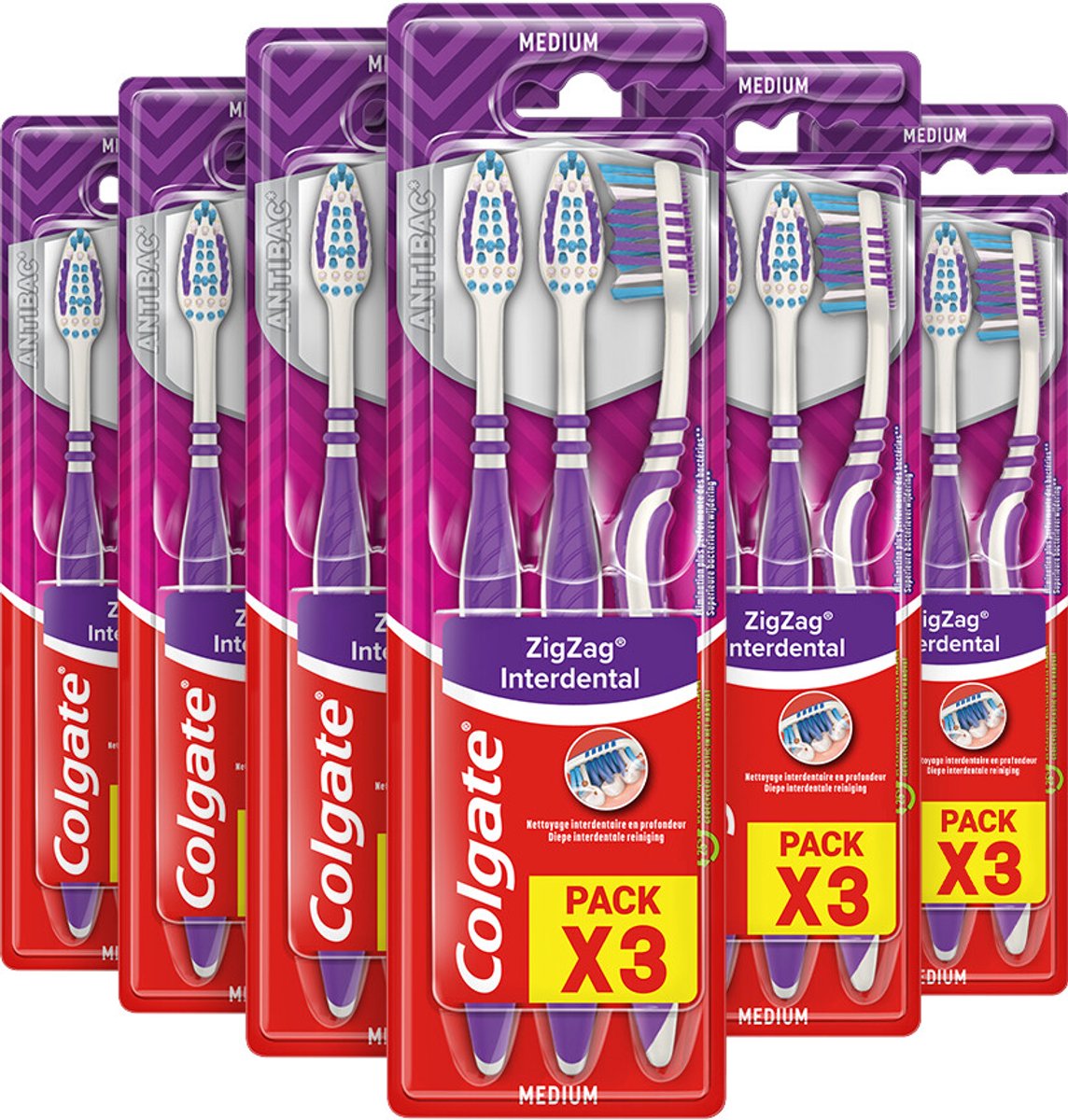 Colgate Tandenborstel ZigZag Medium - 12 x 3 stuks - Voordeelverpakking