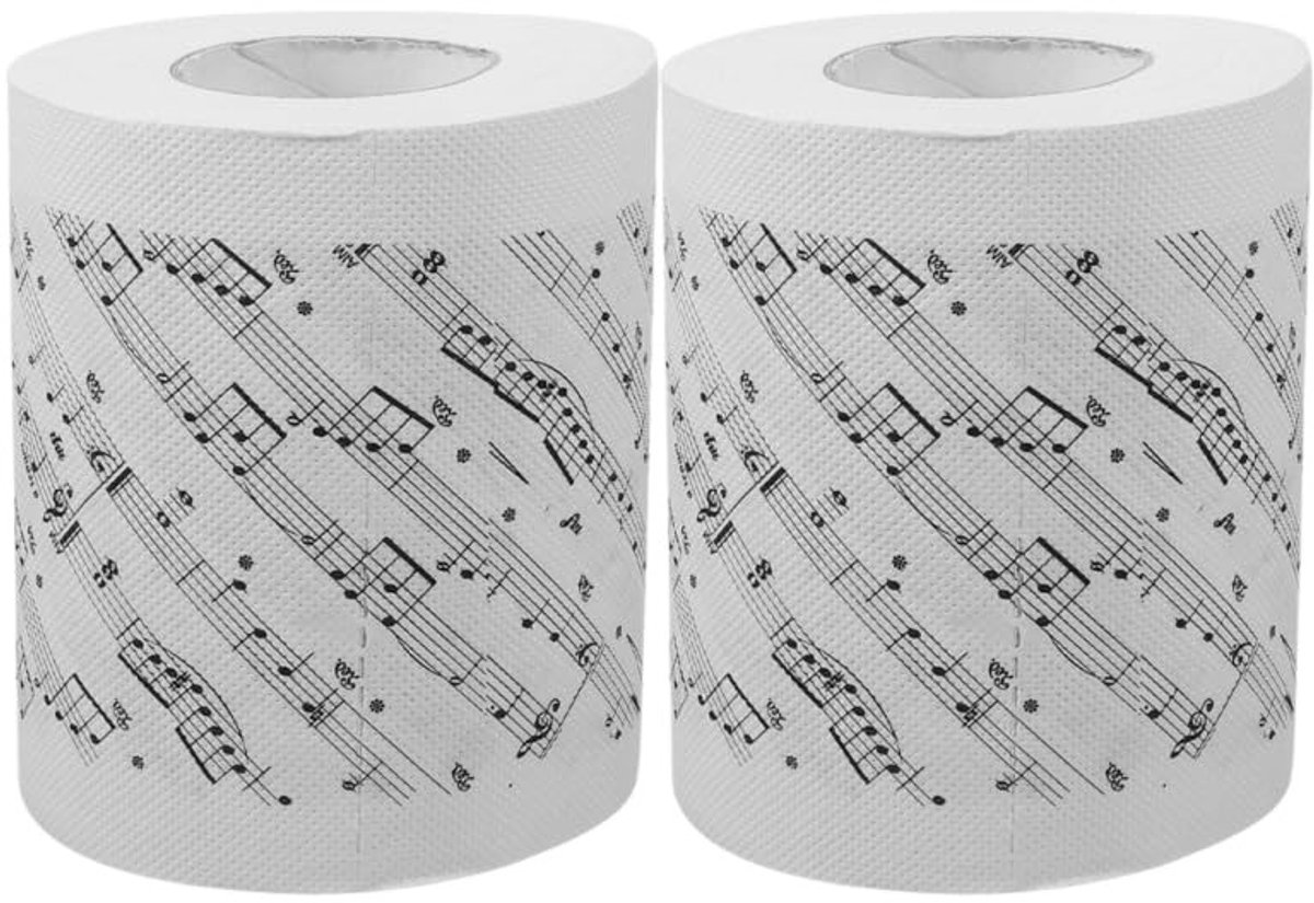 Dailygoods- Muzieknoten Toiletpapier Zacht - 2 Rollen - Veelkleurig - Papier - Creatief Accessoire - Aangename Gebruikservaring - Thema Toiletpapier