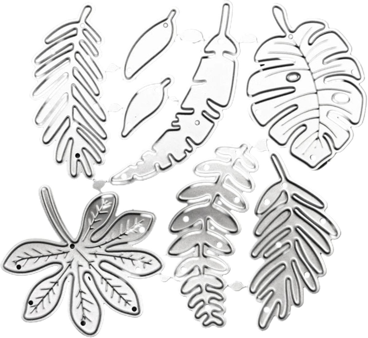 Snijmal Bladeren - Papier Snijmal - Kaarten Maken - Koolstofstaal - 10.3 x 9.5 cm - Zilver