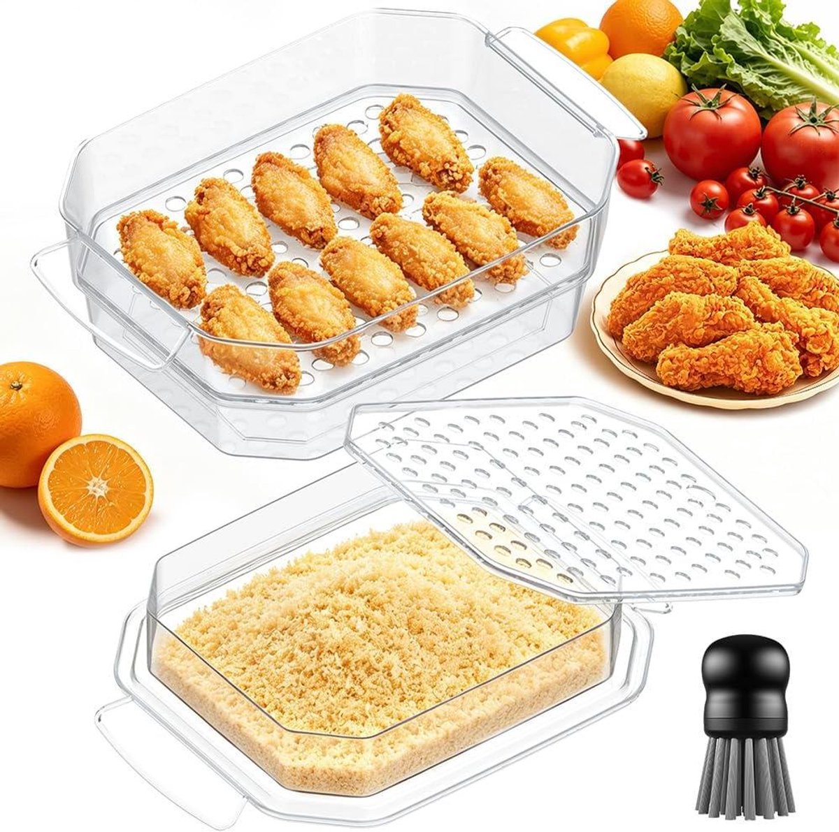 Beslagkom - Mengkom Keuken - Bakken En Koken - Inclusief Deksel En Zeef - 10 Liter - Transparant