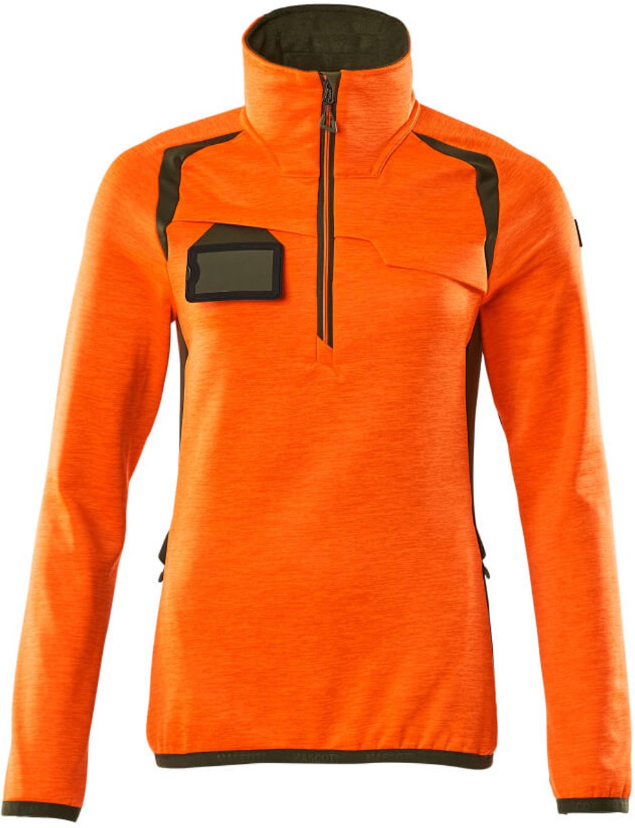 Mascot Accelerate Safe Fleecetrui met korte rits 19353-316 - hi-vis oranje/mosgroen - L