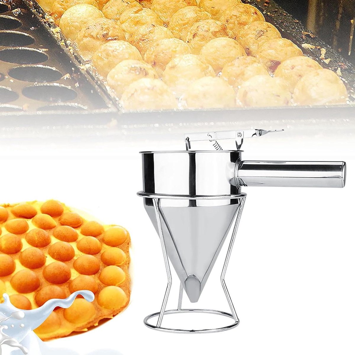 Pannenkoekenbeslag Dispenser Beslag Fles Bakken en Koken Automatische Stroomregeling 13 cm Diameter Zilver
