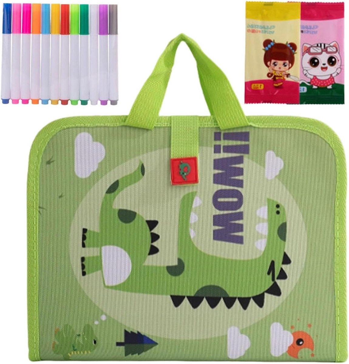 Krabbelboek Kinderen - Tekentablet Uitwisbaar - Creatief Tekenen - Milieuvriendelijk Ontwerp - 29 x 21 cm - Groen