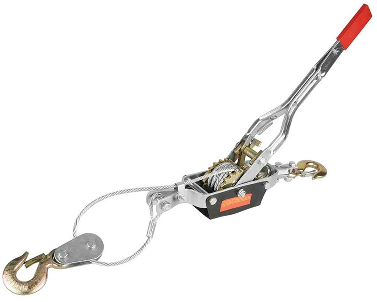 Dailygoods- Handhefboom Krachtig Ratelsysteem - Staaldraadratel - Gewatteerde Handgreep - Duurzaam Staal - Trekcapaciteit 2T - Ideaal voor Bouw en Machinebouw - Trekhaak