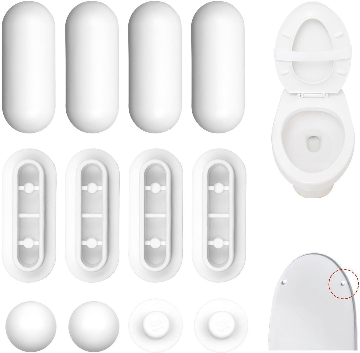Jhubersproducts - Wc-brilbuffers - 12 stuks - Schokdempers voor