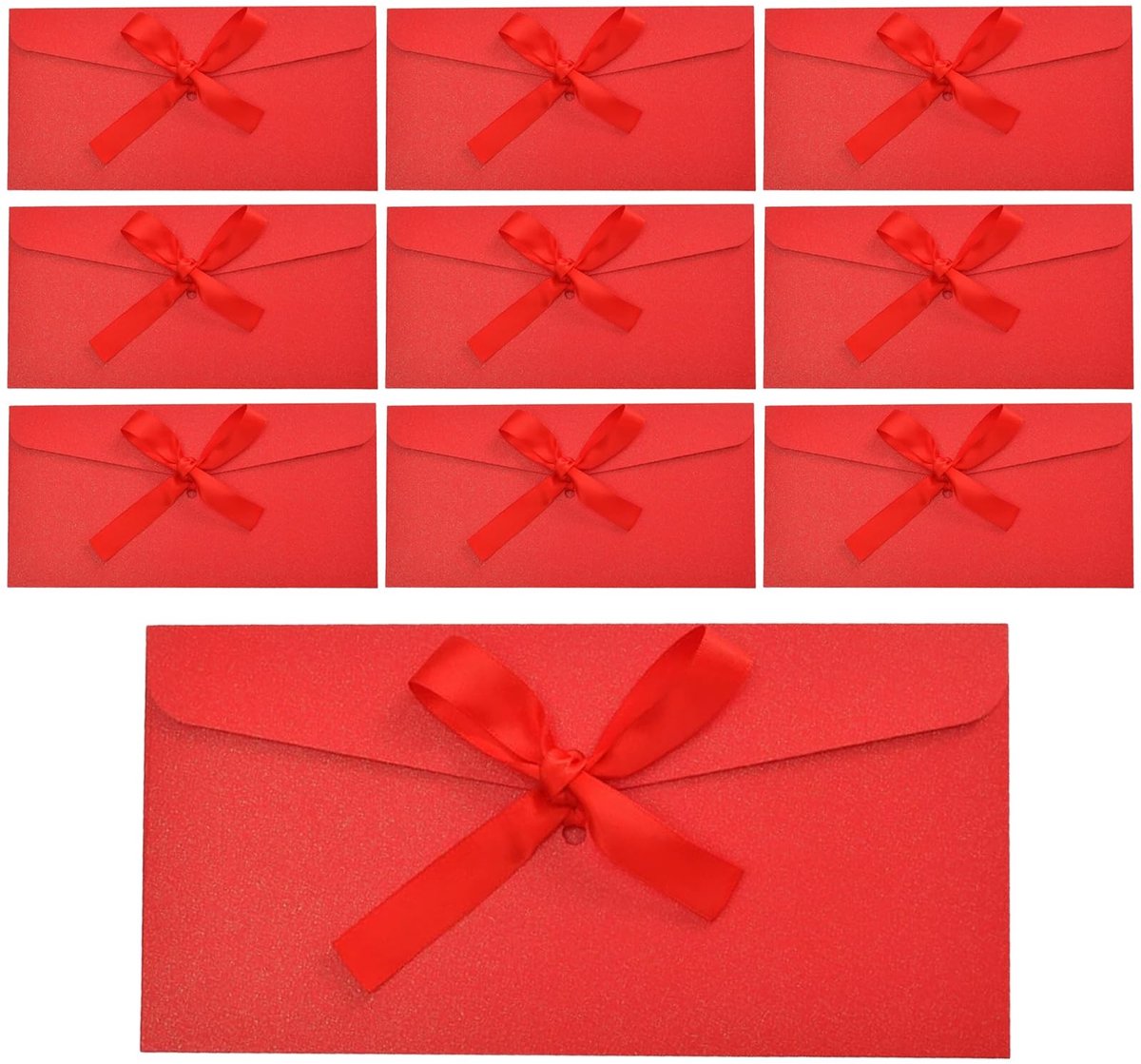 Dailygoods- Enveloppen Helder Rood - 10 Stuks - Kraftpapier - 22 x 11 cm - Vintage - Lintontwerp - Duurzaam - Cadeau-enveloppen