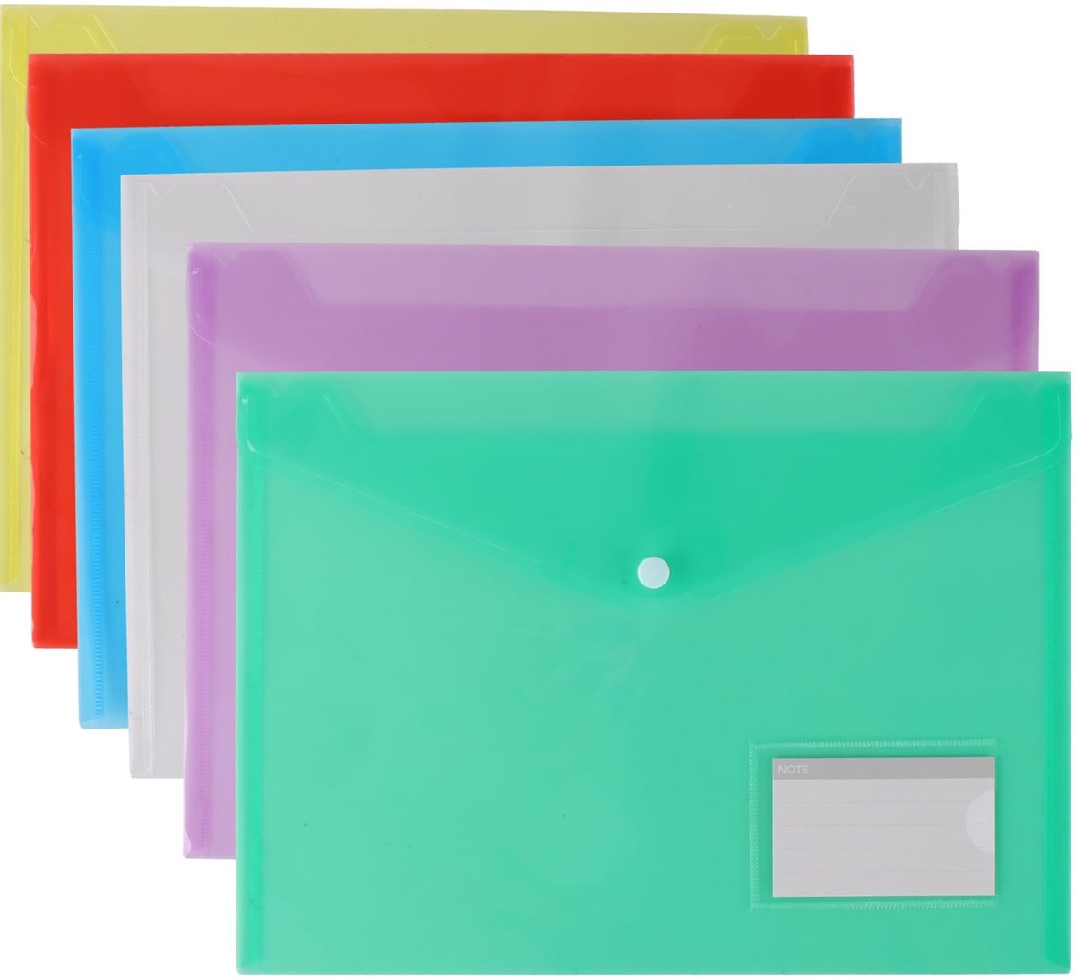 Dailygoods- Documentenmappen 36 stuks - A4 Portefeuilles - Duurzaam Polypropyleen - Documentclassificatie - Drukknoop - Groot formaat 32,5 x 23,5 cm - Documentenmap