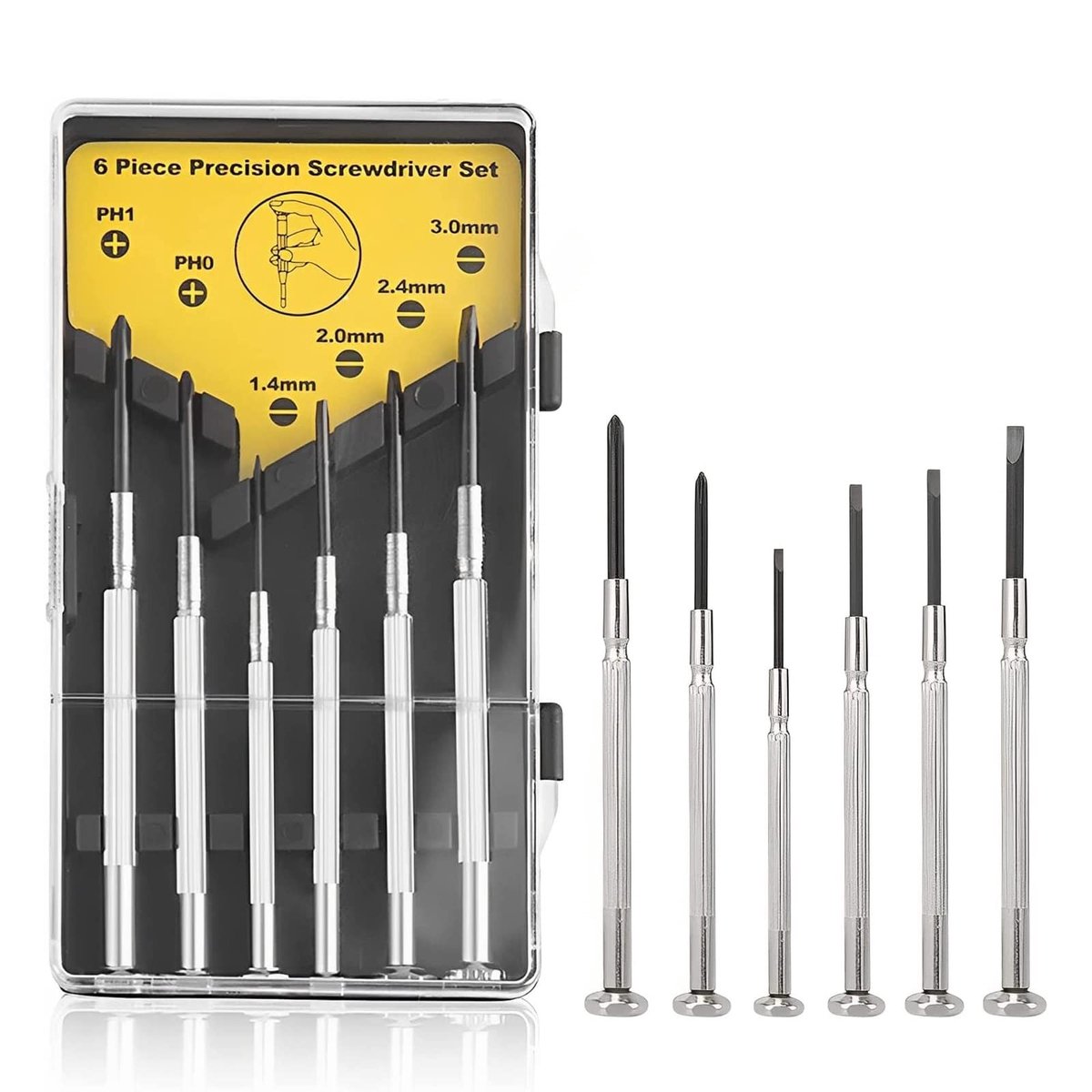 Dailygoods- Schroevendraaier Mini Set - 6 Stuks - Oogglas/ Horloge - Precisie/ Klein - DIY Reparatie - Inclusief Case - Mini Schroevendraaierset