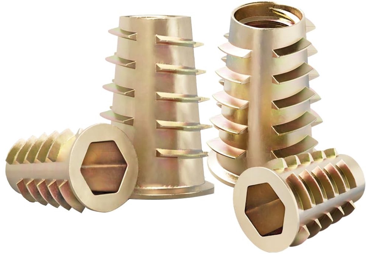 Dailygoods- Inschroefmoeren 20 Stuks - M6 x 18mm - Zinklegering - Schroefdraadmoeren - Schroefdraadinzetstukken - Corrosiebestendig - Schroefmoeren