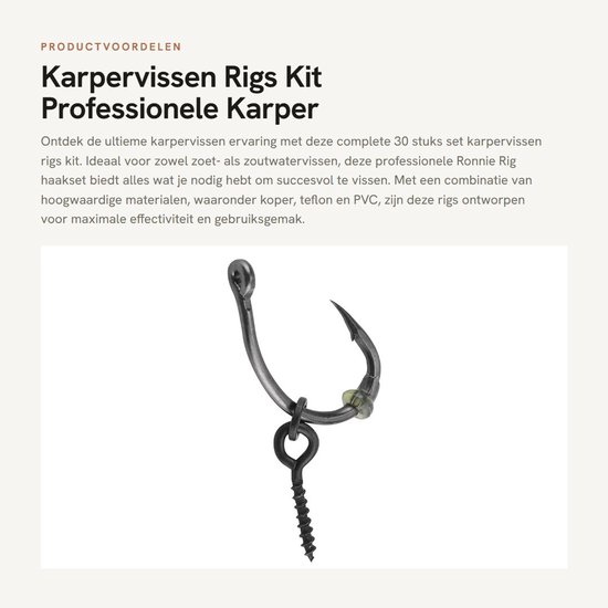 Dailygoods- Karpervissen Rigs Professionele Set - 30 Stuks - Ronnie Rig - Haakstoppen - Lusschroeven - Scherpe Haken - Geschikt voor Zoetwater/Zoutwater - Vissystemen van Dailygoods — afbeelding 5