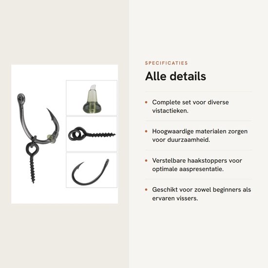 Dailygoods- Karpervissen Rigs Professionele Set - 30 Stuks - Ronnie Rig - Haakstoppen - Lusschroeven - Scherpe Haken - Geschikt voor Zoetwater/Zoutwater - Vissystemen van Dailygoods — afbeelding 4