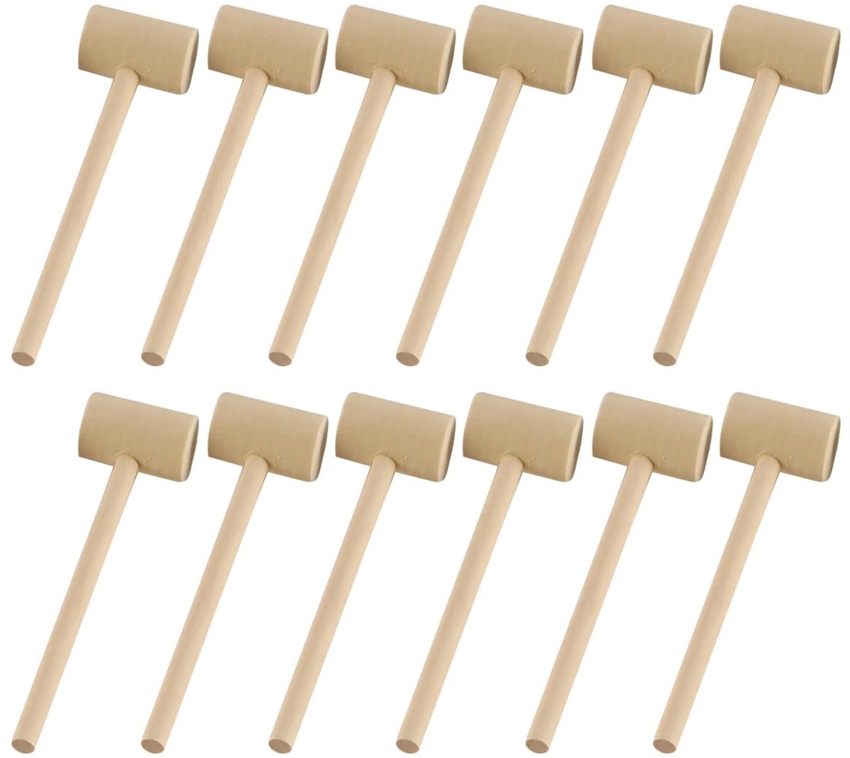 Dailygoods- Houten Hamer - 12 Stuks Mini - Chocolade Hamer - Breekbaar Hart - Party Game Props - Natuurlijk Hout - 15 cm lang - Smash Hammer