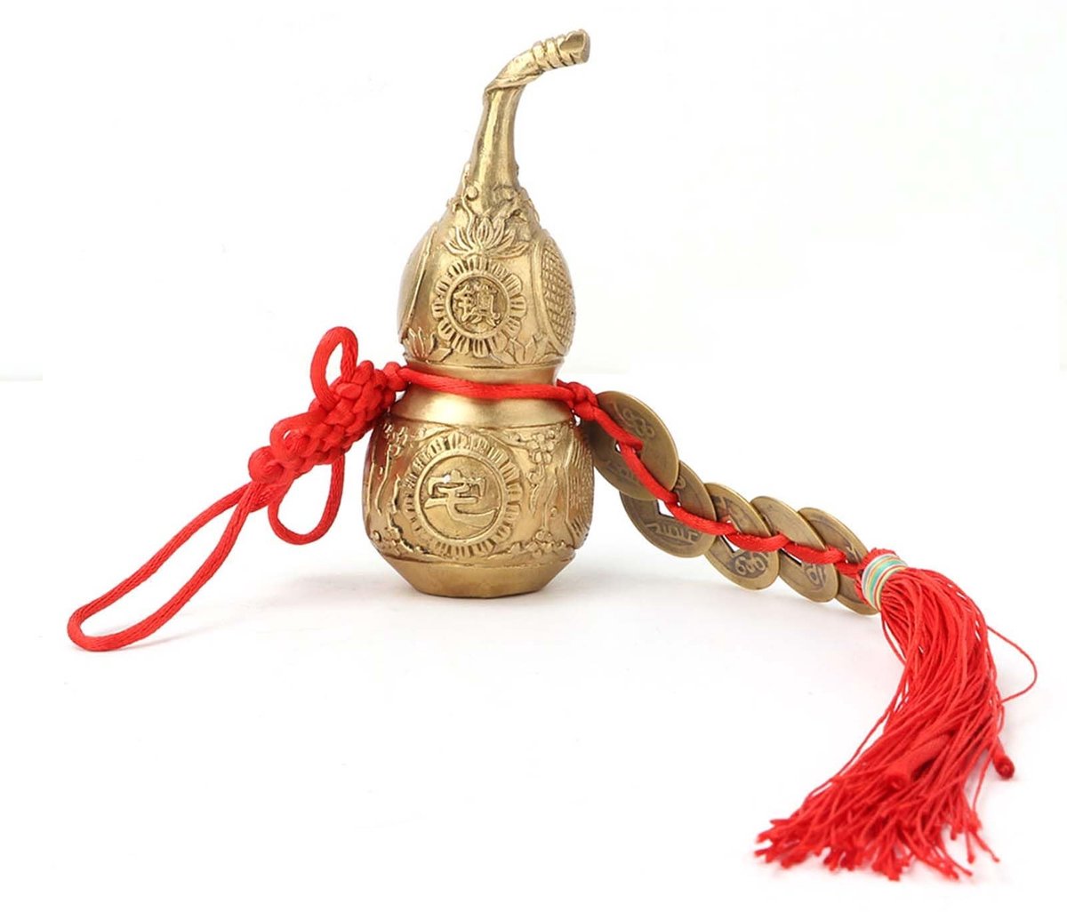 Dailygoods- Feng Shui Decoratie - Messing Pompoen - Geluksymbool - Gezondheidsschat - Hoogte 10 cm - Handgemaakt