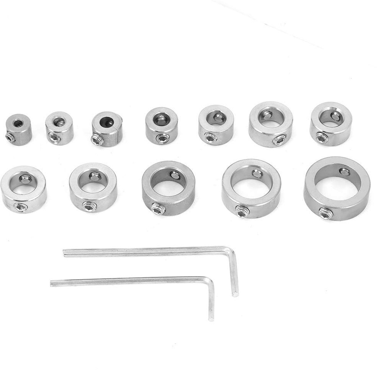 Dailygoods- Boorkraag Set 12 Stuks - Verstelbare Boorkraag - Roestvrij Stalen Diepte Stop - Inclusief Inbussleutel - Geschikt voor Hoog Koolstof Staal - Boorstop