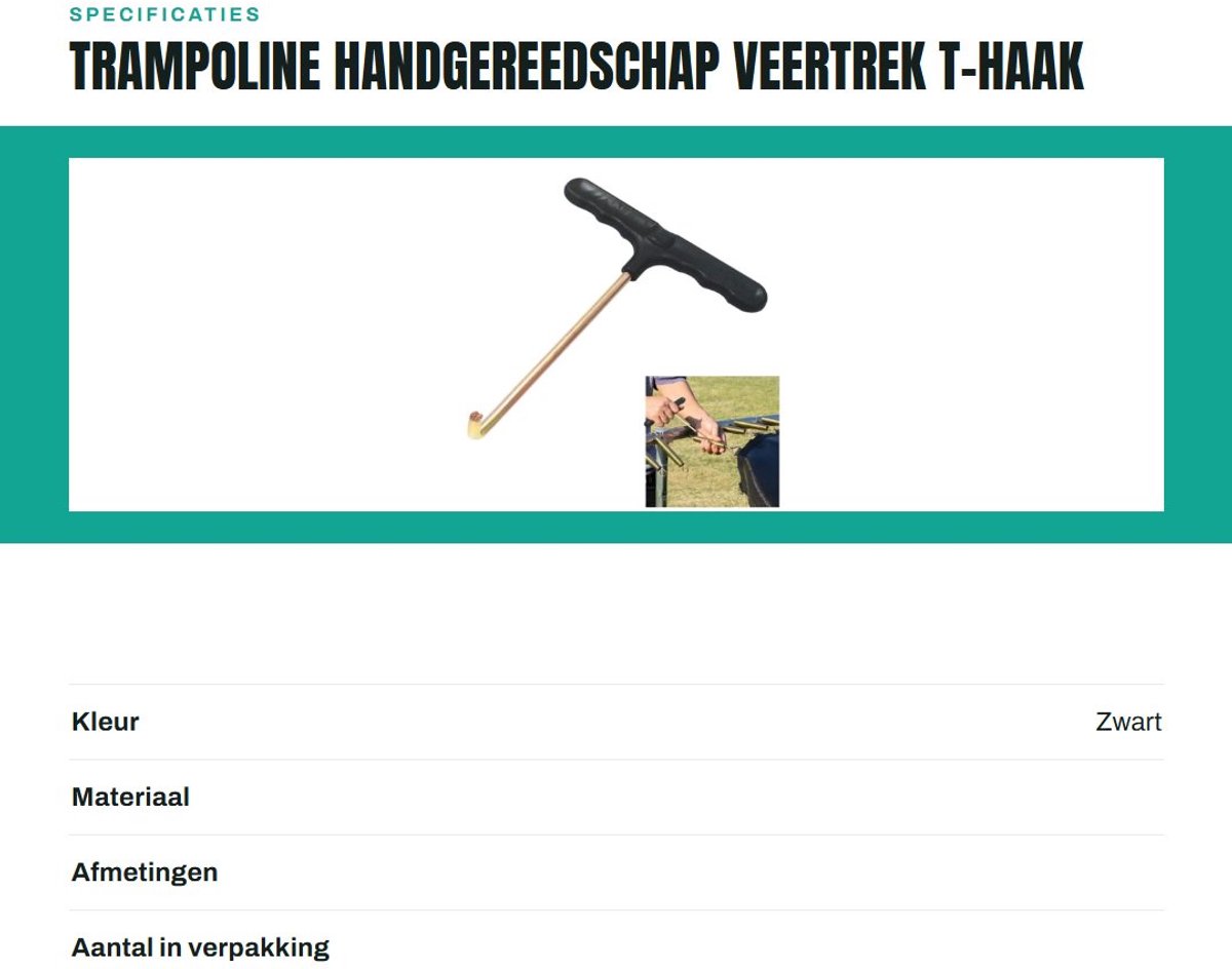Trampoline Verenspanner - Veren T Haak - Verentrekker voor ronde en rechthoekige springmatten trampolineveren - Verenhaak Trampoline-accessoires