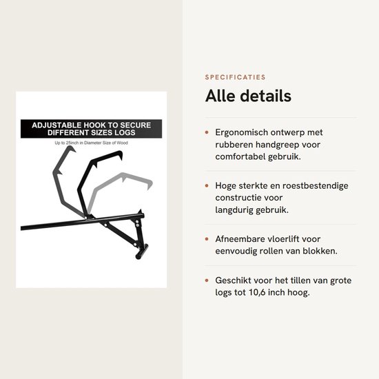 Dailygoods- Stamlifter 130cm - Ergonomisch Ontwerp - Afneembare Vloerlift - Roestbestendig - Houtkap - Voor Tuin en Landbouw - Houtjack van Dailygoods — afbeelding 4