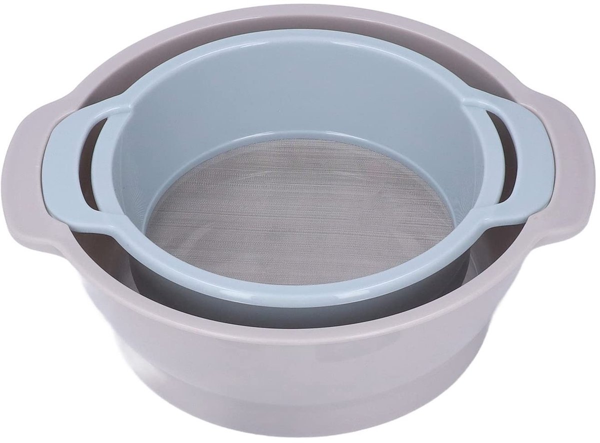 Dailygoods- Pollenzeefset 4-delig - Lichtgewicht - Voedselveilig PP - Stapelbaar Design - Trimschaal met Mesh - Eenvoudige Opslag - Zeefset