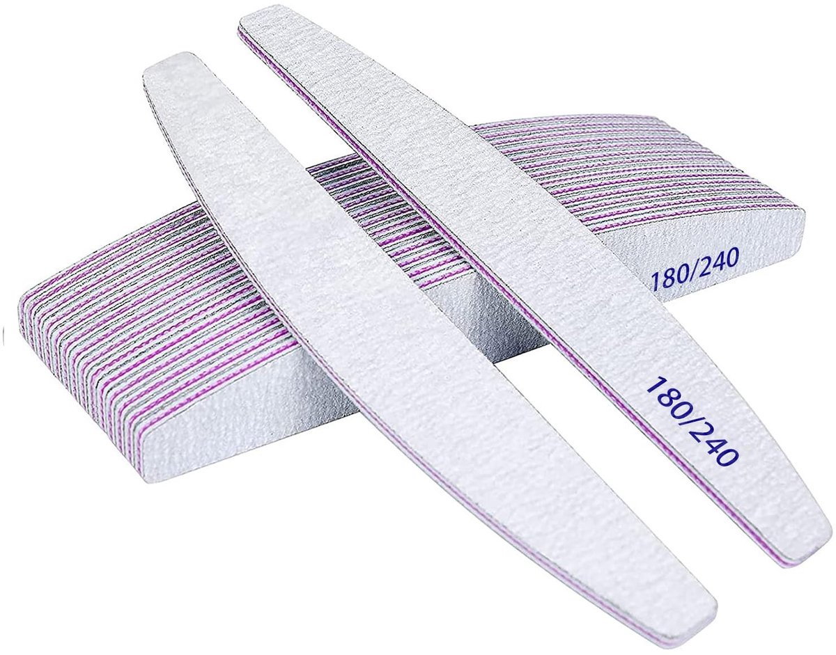 Dailygoods- Nagelvijl Professioneel 16 Stuks - Dubbelzijdig - 180/240 Grit - Wasbaar - Manicure/Gereedschap - Voor Natuurlijke/Acrylnagels - Nagelvijlen