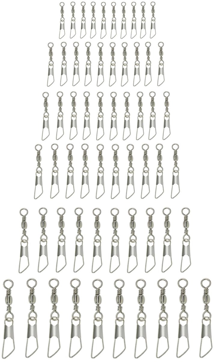 Dailygoods- Viswervel 60 Stuks - Roestvrij Staal - Visaccessoires - Zoutwater - 6 Maten - Schokbestendig