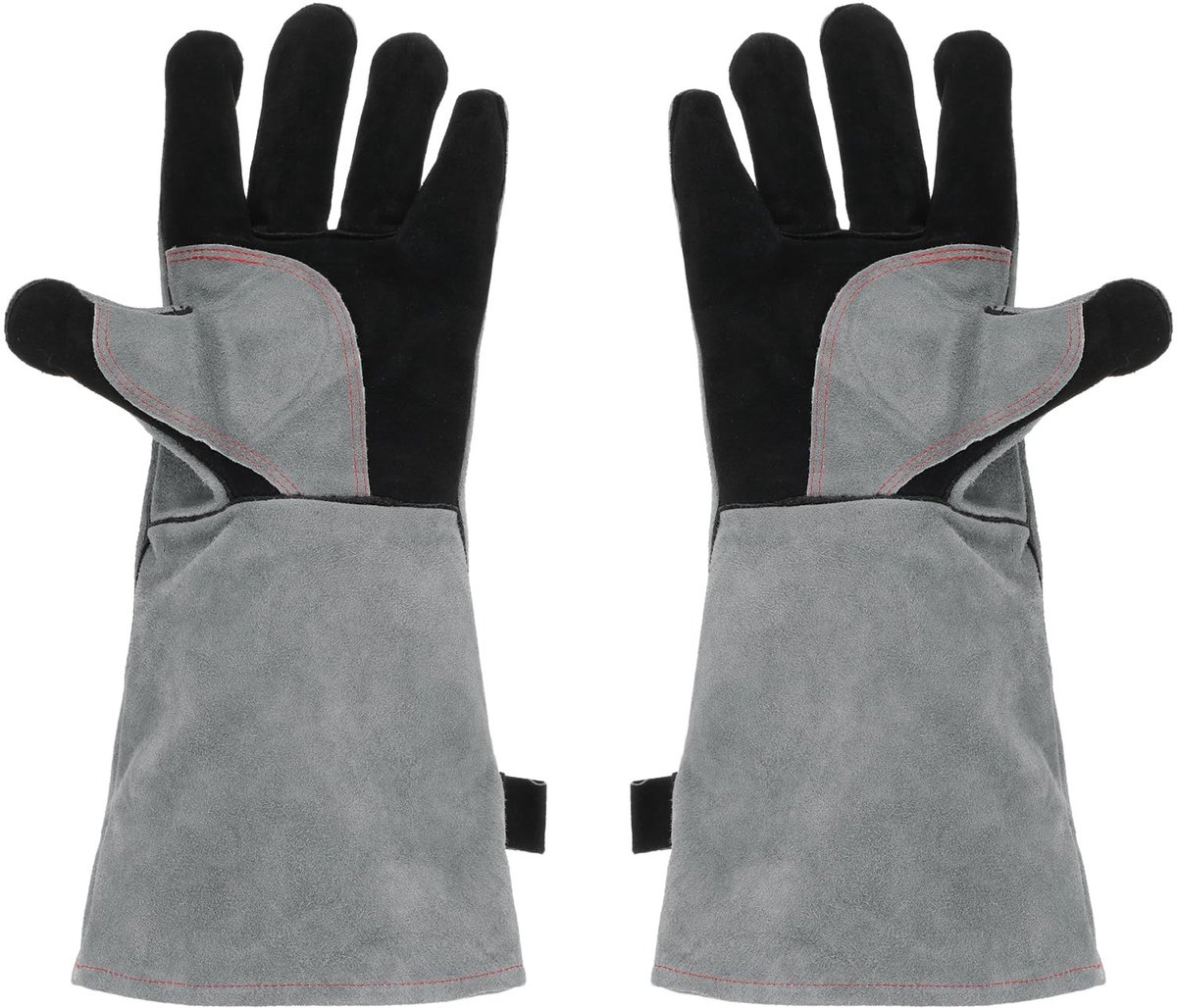 Dailygoods- Grillhandschoenen Hittebestendig - Lange Mouwen - Rundleer/Denim - Antislip - Duurzaam - Flexibel Ontwerp - Hittebestendige Handschoenen