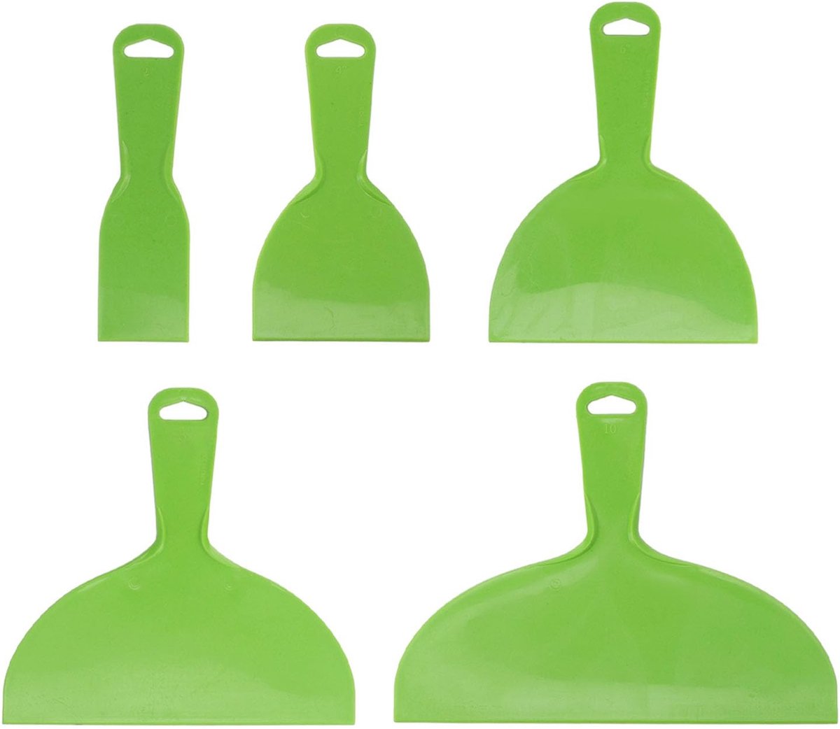 Dailygoods- Stopverfrapers Set van 5 - Flexibele Spatels - Multifunctioneel Schrapergereedschap - 2/4/6/8/10 Inch - Duurzaam ABS/PP - Geschikt voor Schilderen - Schraper
