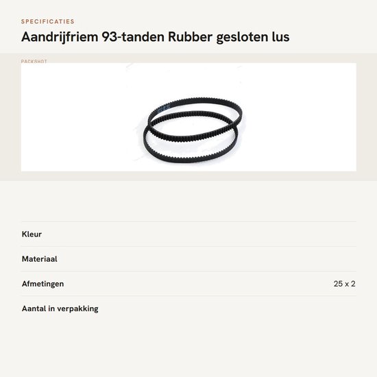 Store_9 - Aandrijfriem - 93-tanden - Rubber gesloten lus - Zwart - Compatibel met Vax - Ideaal voor stofzuigeronderhoud van Store 9 — afbeelding 4