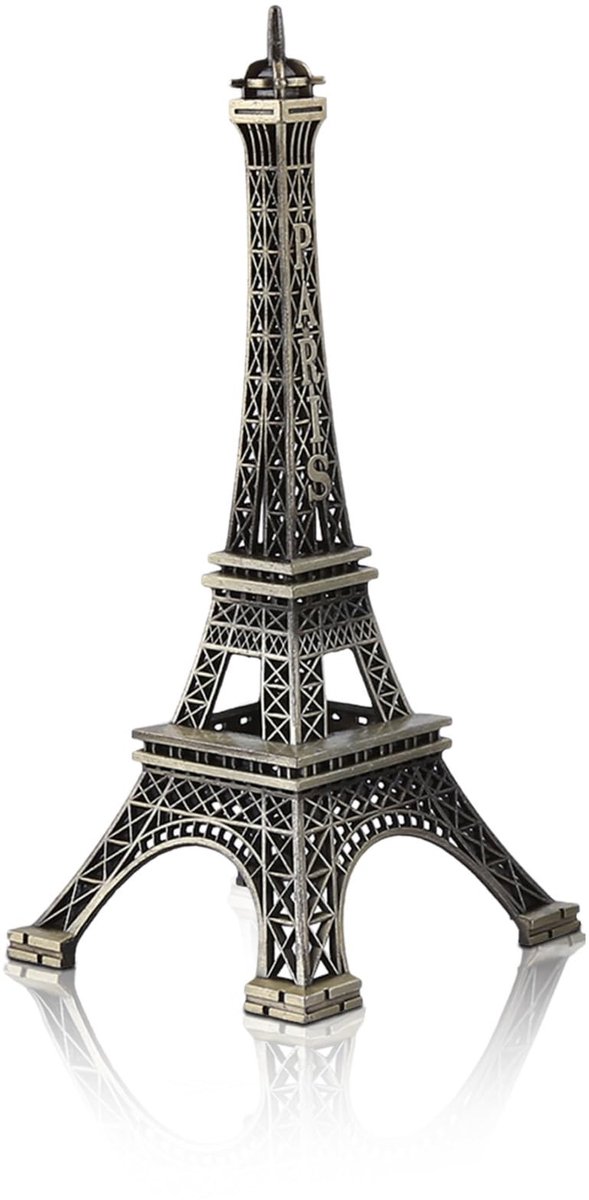 Dailygoods- Eiffeltoren Standbeeld 15cm - Decoratie Beeld - Parijs - Replica - Zinklegering - Tafeldecoratie - Decoratiebeeld
