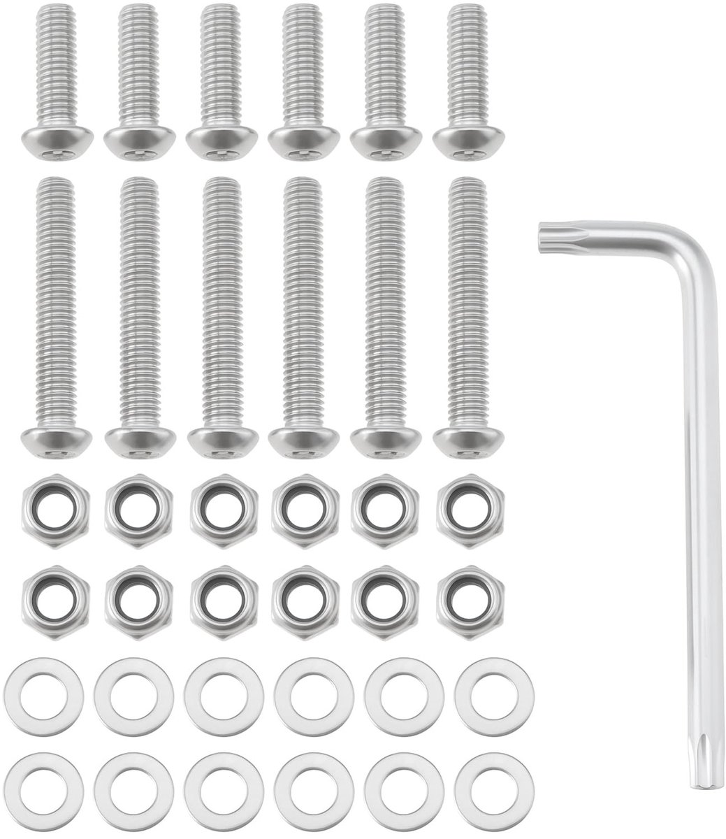 Dailygoods- Scharnier Hardware Set 37 Stuks - M8 Schroeven - Moeren/Ringen - Roestvrij Staal - Compatibel met Land Rover Defender - Eenvoudige Installatie - Scharnierhardware