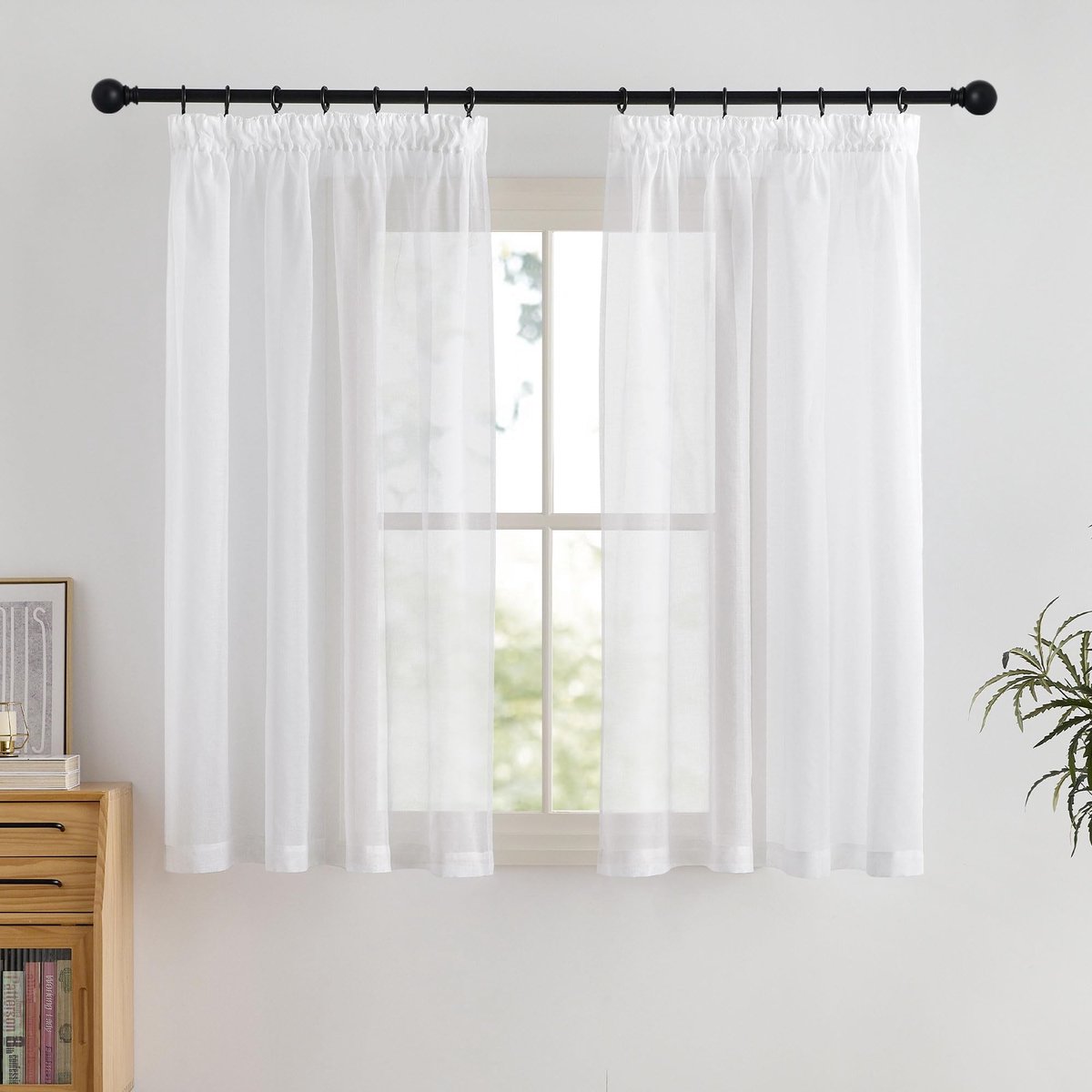 Dailygoods- Raamgordijnen Transparant - Vitragegordijnen 140x137cm - Plooiband - 2 Stuks - 100% Polyester - Ideaal voor Woonkamer/Slaapkamer - Voilegordijnen