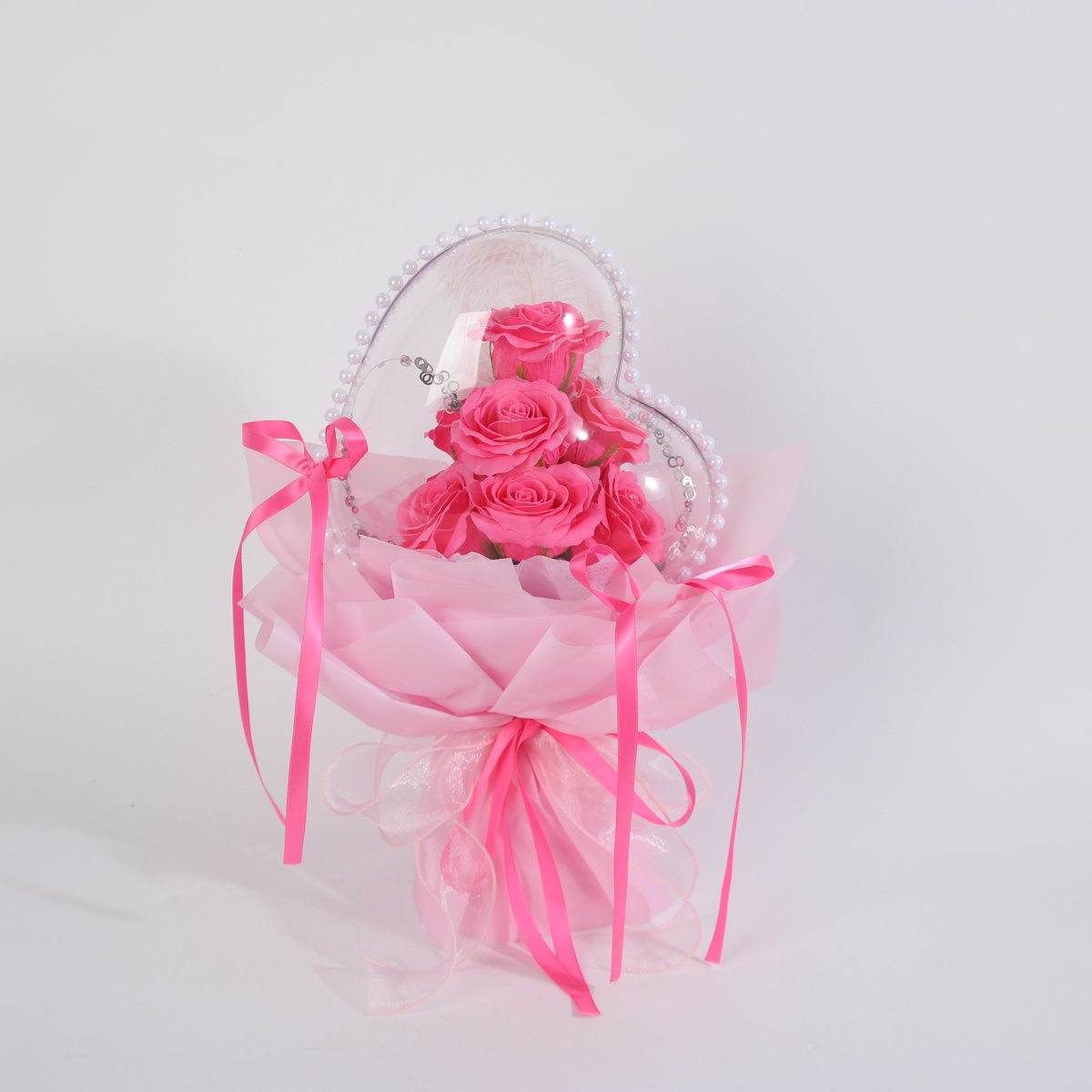 La Roselle Amsterdam Rozenboeket Hartvormig met Transparante Ballon – Luxe Romantisch kerstcadeau