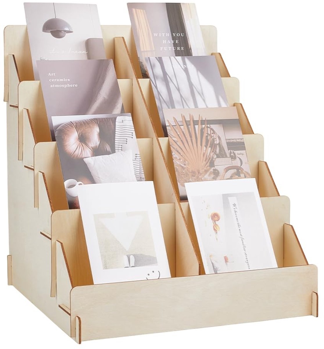 Dailygoods- Wenskaart Display Houten - 4 Lagen - Opslag Rack - Voor Retail - Geschikt voor Ansichtkaarten - Duurzaam Hout - Displayrek