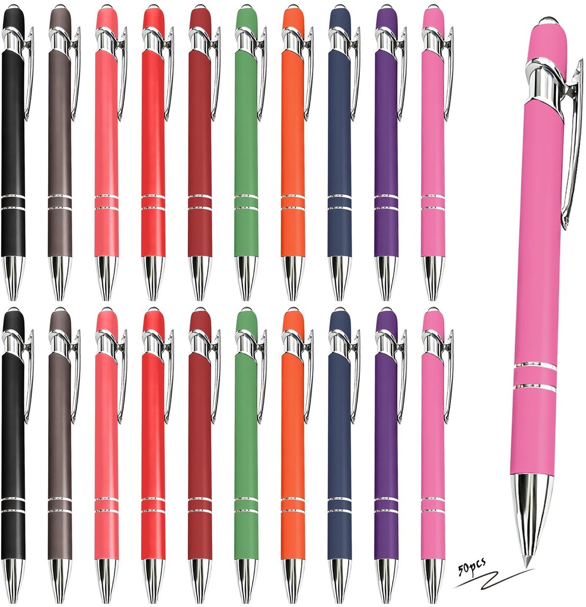 Dailygoods- Balpen 50 Stuks - Ergonomische Antislip Pen - Kleurrijke Balpenset - Zwarte Inkt - Grote Behuizing - Duurzaam en Hoogwaardig - Schrijfgerei