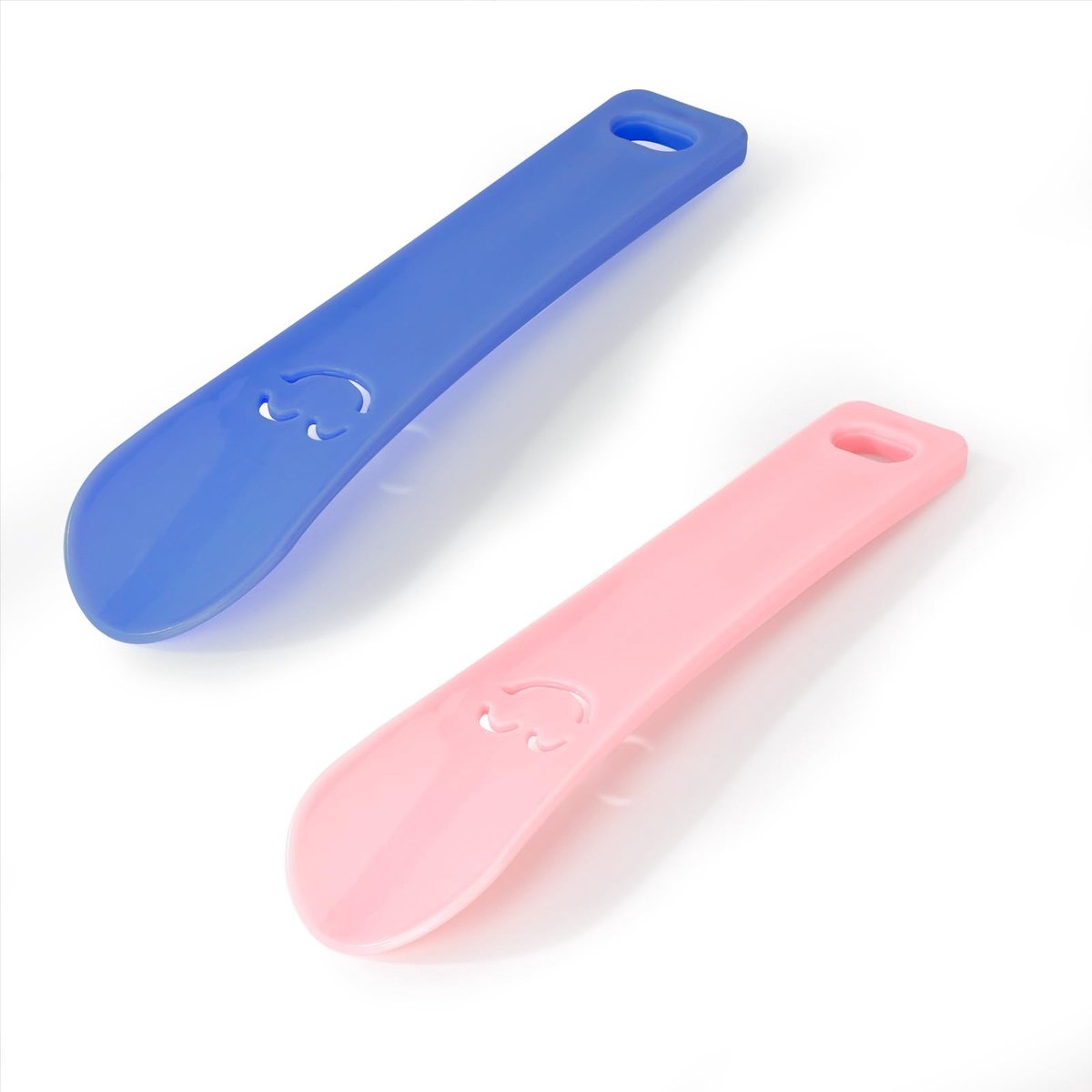 Dailygoods- Schoenlepel Kunststof Ergonomisch - Kleine Schoenlepel - 2 Stuks - Blauw/Roze - Geschikt voor Kinderen - Sterke Flexibiliteit - Schoenhulp