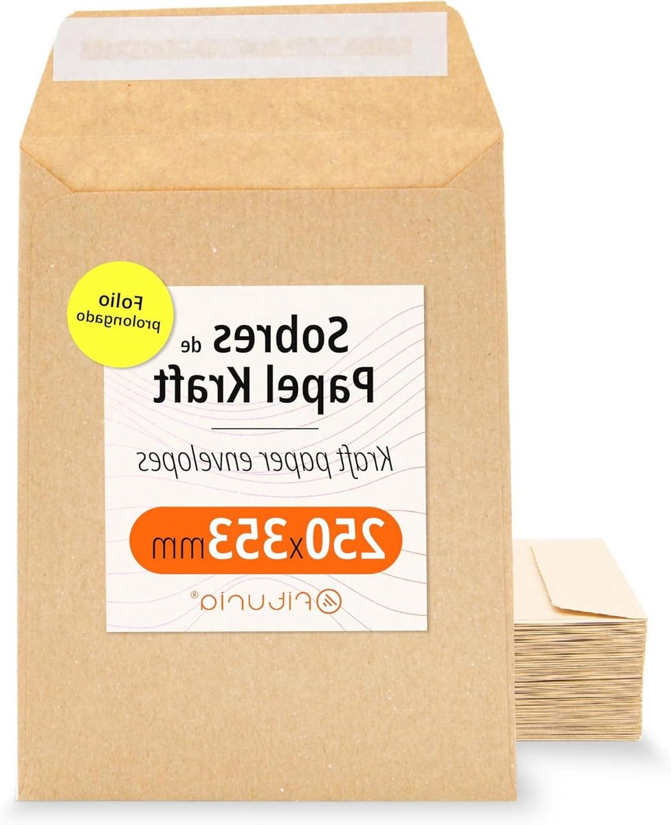 Papieren Enveloppen - Bruine Brieven - Feestelijke Post - Met Siliconenband - 250 x 353 mm - Natuurlijk Bruin