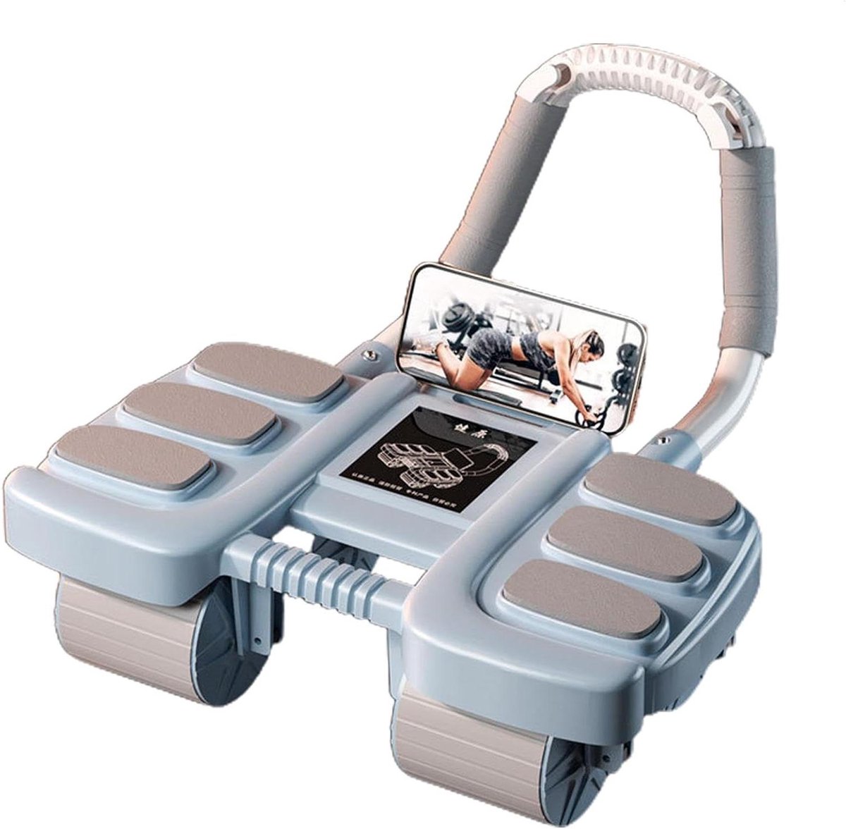 Buikspierroller - Buiktrainer wiel - Core training - Automatische terugslag - 42 x 36 x 24 cm - Blauw