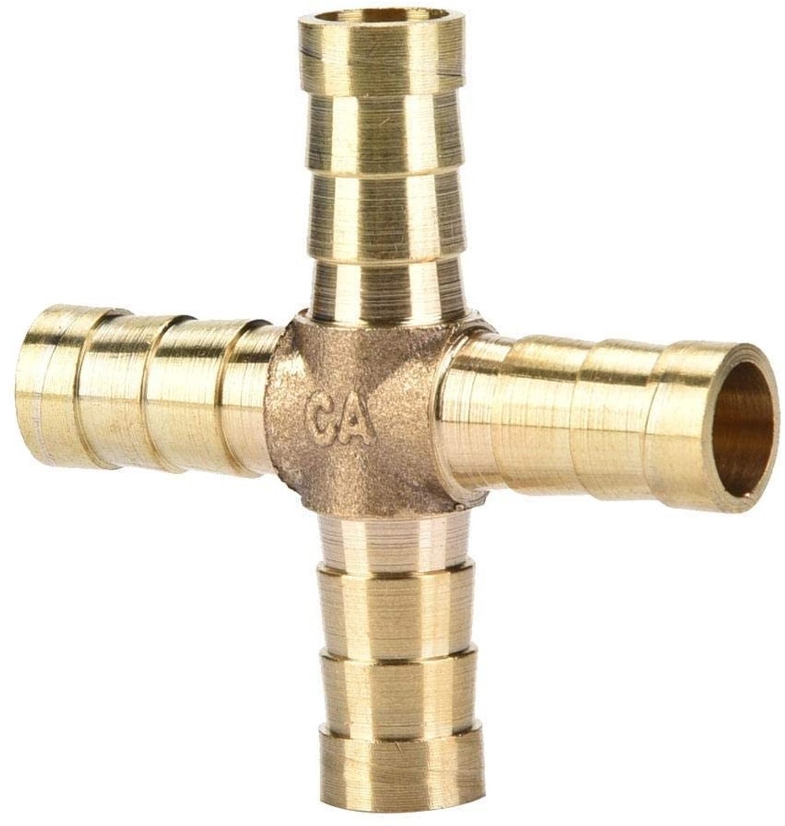 Dailygoods- Slangconnector 4-voudig Kruis - Messing Fitting - Afdichting - 6/8/10/12 mm - Geschikt voor Lucht/Water/Olie/Gas - Flexibele Slangen - Kruisconnector