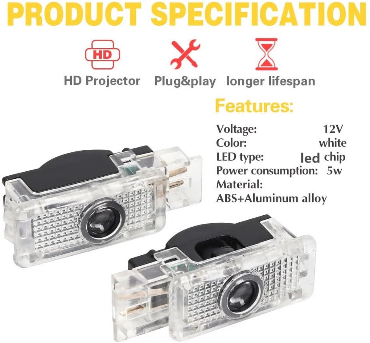 2x for W203 W240 W209 R199 C SLK CLK SLR klasse LED autodeur logo projector Ghost Shadow welkom licht accessoires(For-Mercedes) – foto 2