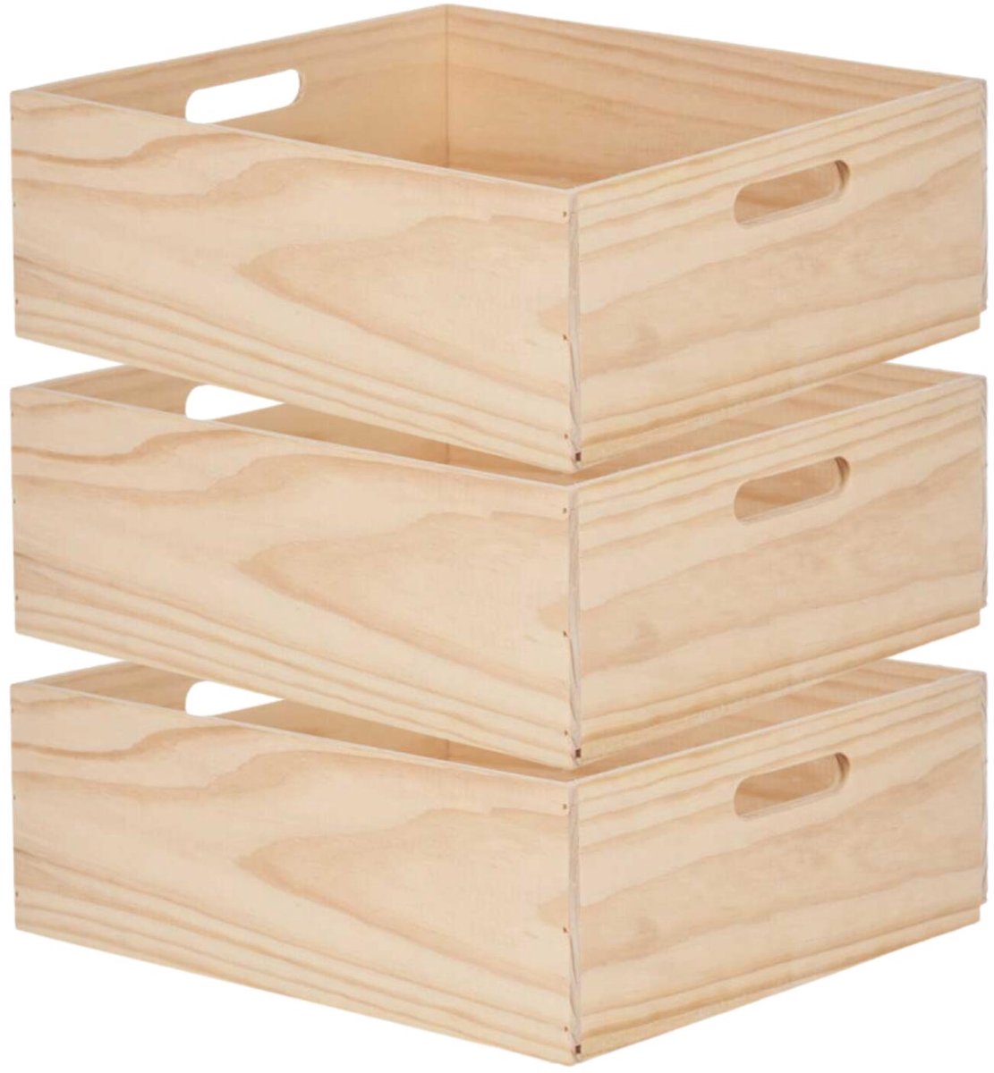 Giftdecor opbergkist Praag - 3x - 40 x 35 x 14 cm - hout - natuurlijke look