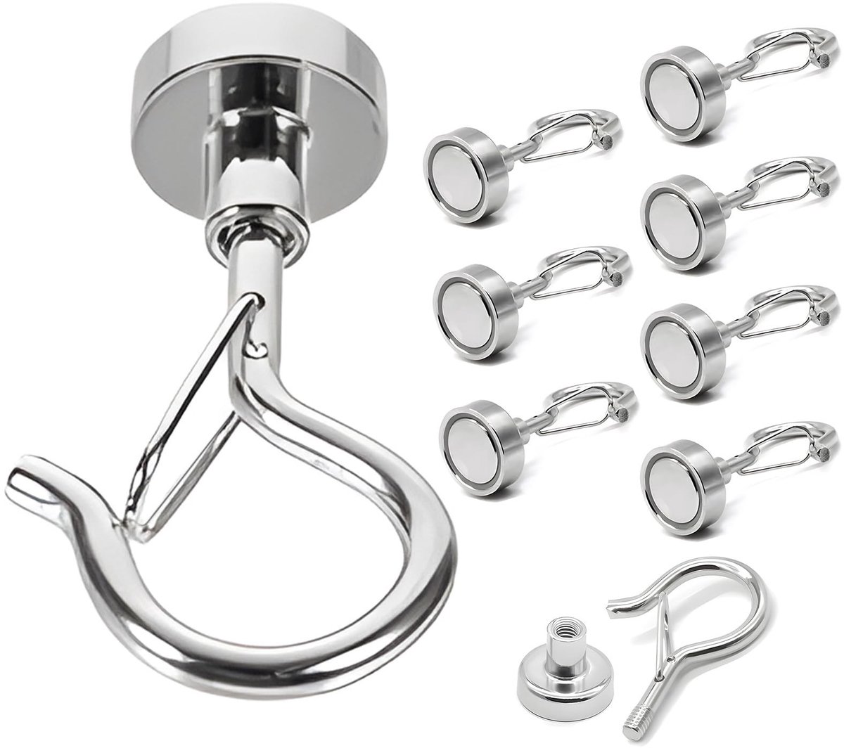 Dailygoods- Magnetische Haken 12,0 kg - Heavy Duty Q-haken - Antislip - Multifunctioneel - Voor Keuken/Garage - Eenvoudig te Monteren - Magnetische Ophanghaken