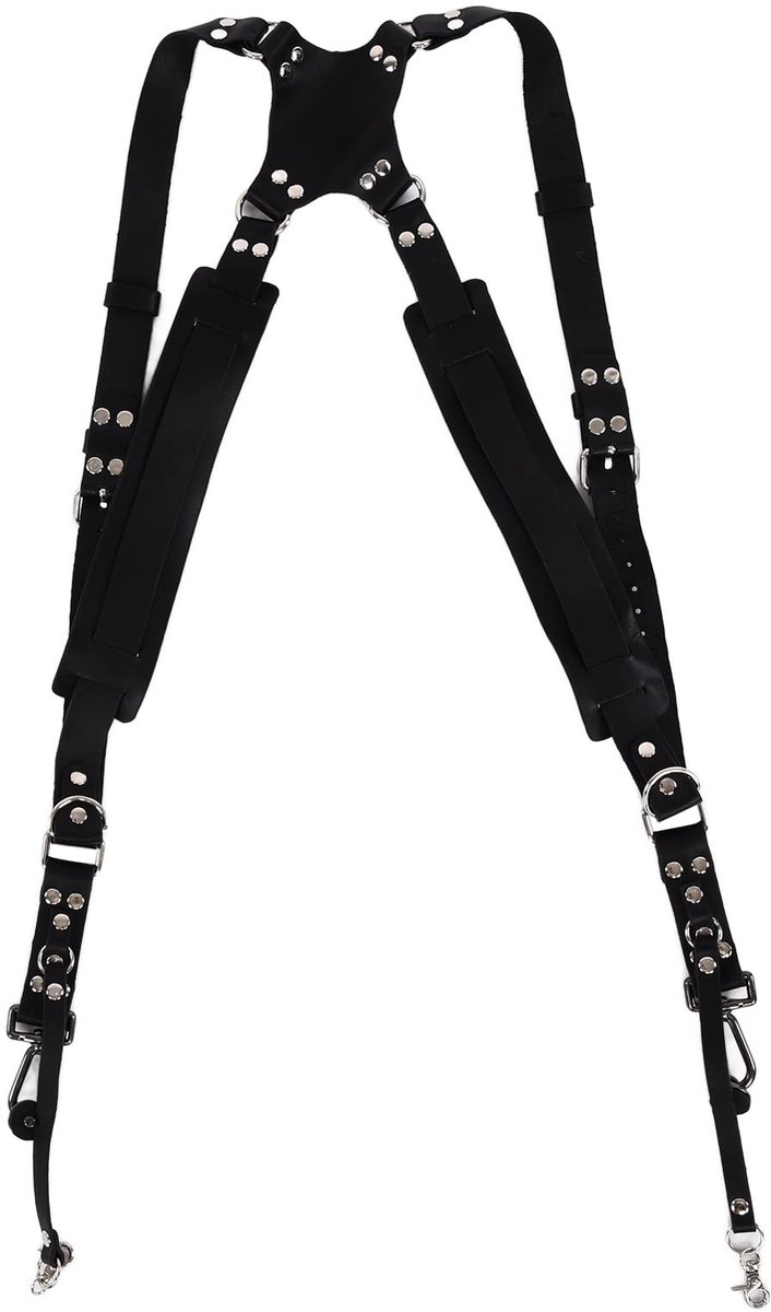 Dailygoods- Camerabeharnas Dubbel - Lederen Schouderbanden - Verstelbaar - Quick Release - Slijtvast - Stabiliteit en Beveiliging - Camerariem