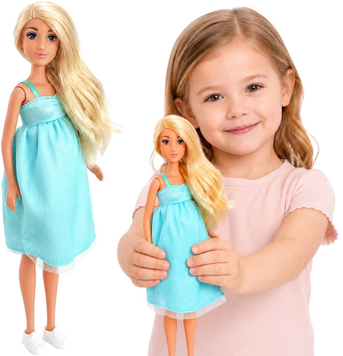 Woopie Royal Lily pop met zwangere buik babyblauwe jurk - UNI