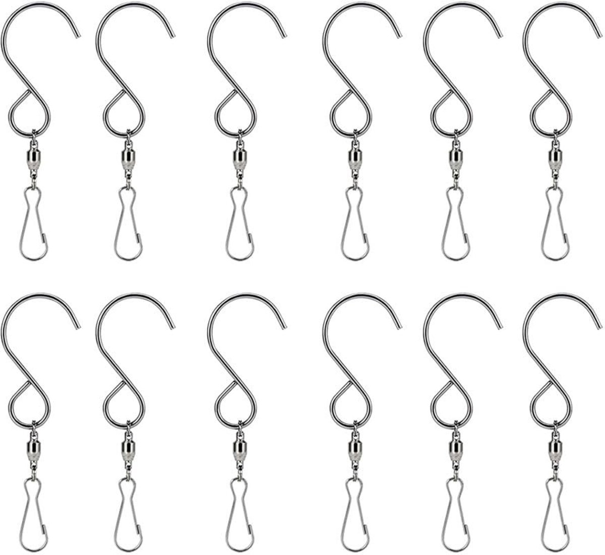 Dailygoods- S-haken 16 stuks - Roestvrijstalen draaihaak - 360 graden rotatie - Voor binnen/buiten - Veelzijdig inzetbaar - Afmetingen 9 x 4 x 0,5 cm - Haak