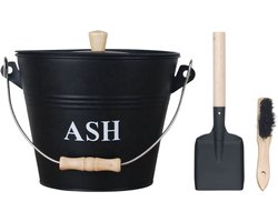 EmberElegance® Asemmer met Deksel en Schep - Kolenemmer - Pelletemmer - Haard Accessoire - Asemmer met Schep - As emmer met Deksel - Zwart